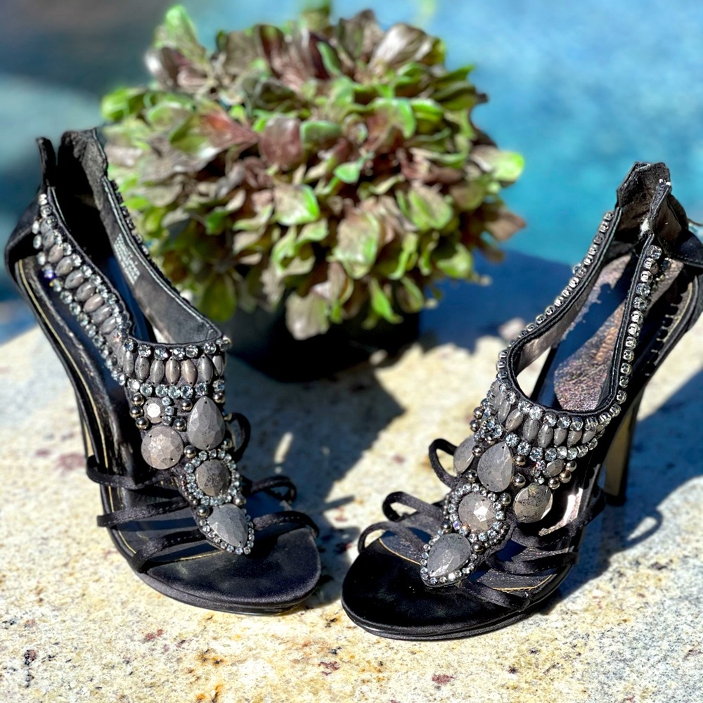 Zigi Soho black rhinestone heels